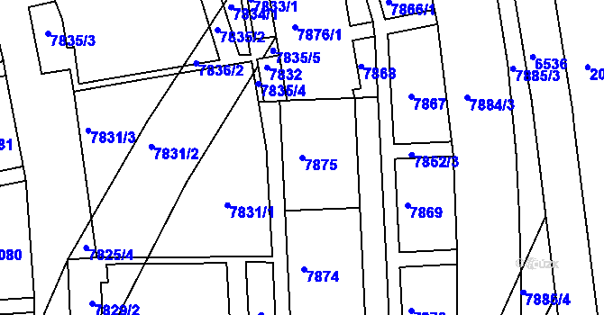 Parcela st. 7875 v KÚ Bystrc, Katastrální mapa