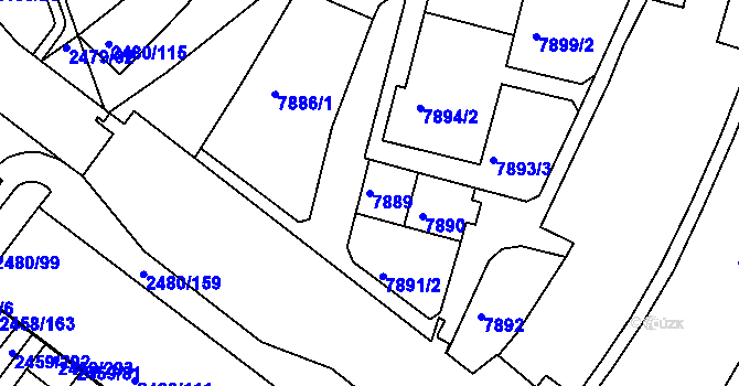 Parcela st. 7889 v KÚ Bystrc, Katastrální mapa