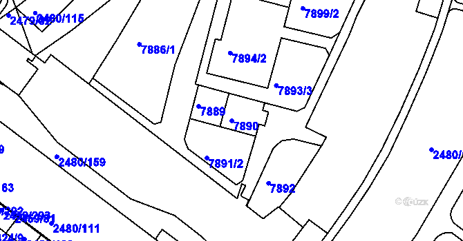 Parcela st. 7890 v KÚ Bystrc, Katastrální mapa