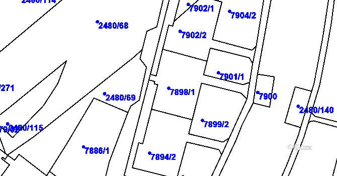 Parcela st. 7898/1 v KÚ Bystrc, Katastrální mapa