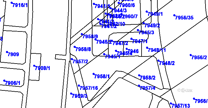 Parcela st. 7945/1 v KÚ Bystrc, Katastrální mapa