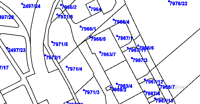 Parcela st. 7963/7 v KÚ Bystrc, Katastrální mapa