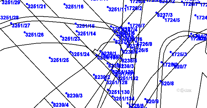 Parcela st. 8238/2 v KÚ Bystrc, Katastrální mapa
