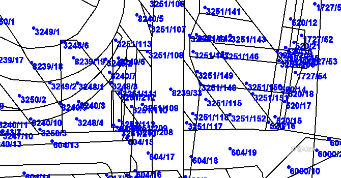 Parcela st. 8239/33 v KÚ Bystrc, Katastrální mapa