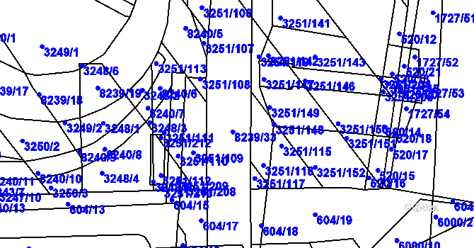 Parcela st. 8239/34 v KÚ Bystrc, Katastrální mapa