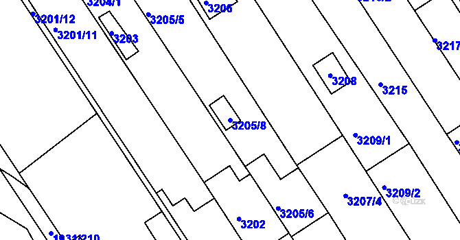 Parcela st. 3205/8 v KÚ Bystrc, Katastrální mapa