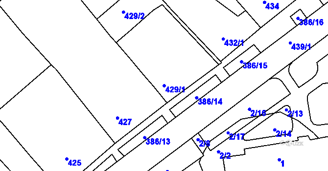 Parcela st. 429/1 v KÚ Bystrc, Katastrální mapa