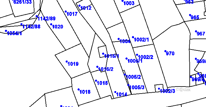 Parcela st. 1016/1 v KÚ Bystrc, Katastrální mapa