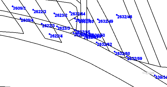 Parcela st. 2632/68 v KÚ Bystrc, Katastrální mapa