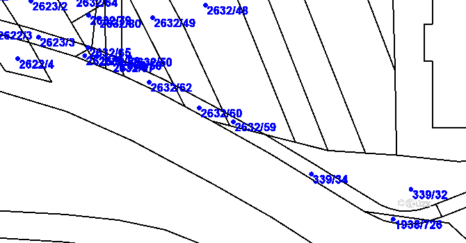 Parcela st. 2632/59 v KÚ Bystrc, Katastrální mapa