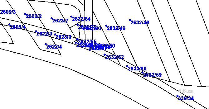 Parcela st. 2632/62 v KÚ Bystrc, Katastrální mapa