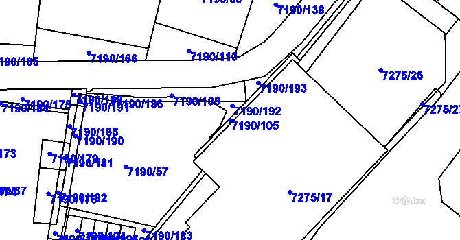 Parcela st. 7190/105 v KÚ Bystrc, Katastrální mapa