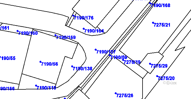Parcela st. 7190/107 v KÚ Bystrc, Katastrální mapa
