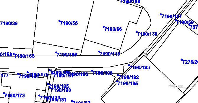 Parcela st. 7190/110 v KÚ Bystrc, Katastrální mapa