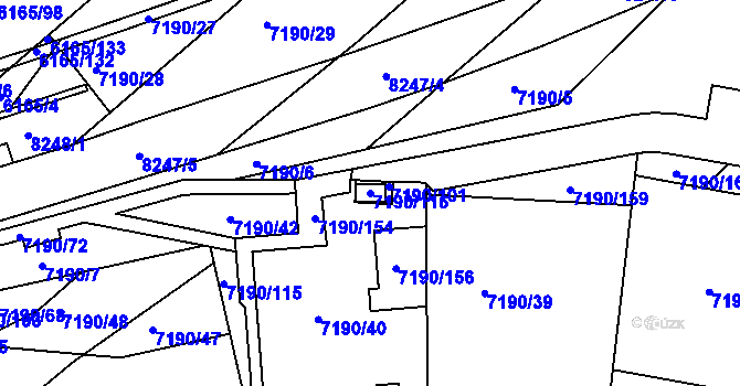 Parcela st. 7190/116 v KÚ Bystrc, Katastrální mapa