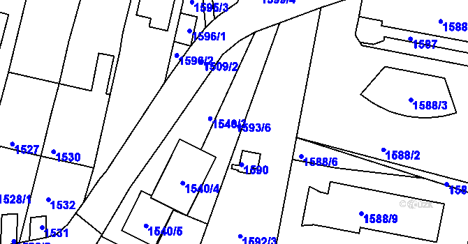 Parcela st. 1593/6 v KÚ Bystrc, Katastrální mapa