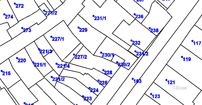 Parcela st. 230/1 v KÚ Bystrc, Katastrální mapa