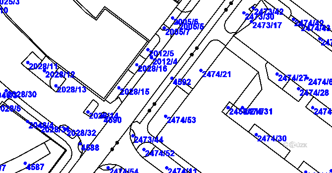 Parcela st. 2474/25 v KÚ Bystrc, Katastrální mapa