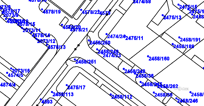 Parcela st. 2474/23 v KÚ Bystrc, Katastrální mapa