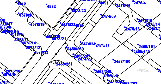 Parcela st. 2474/24 v KÚ Bystrc, Katastrální mapa