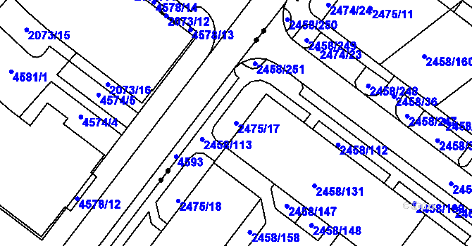 Parcela st. 2475/17 v KÚ Bystrc, Katastrální mapa