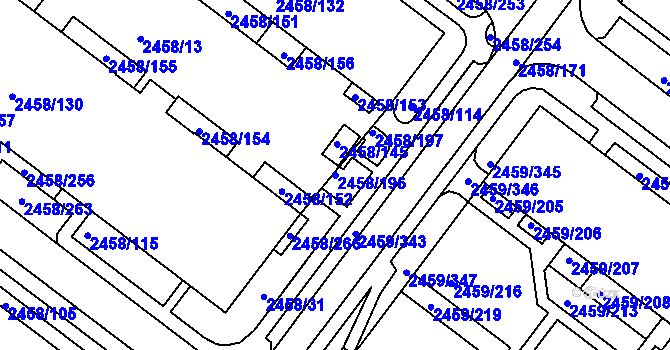 Parcela st. 2458/196 v KÚ Bystrc, Katastrální mapa