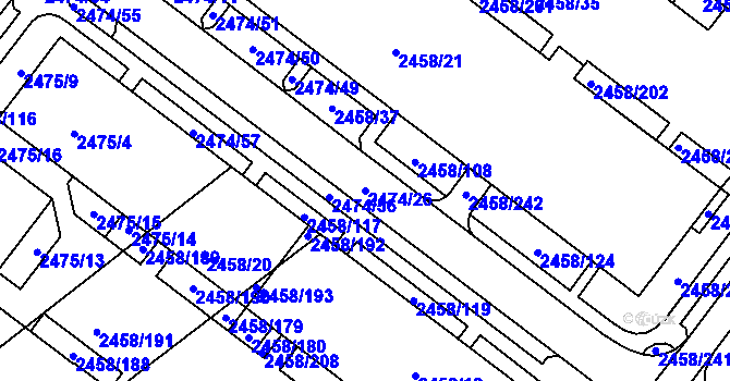 Parcela st. 2474/26 v KÚ Bystrc, Katastrální mapa