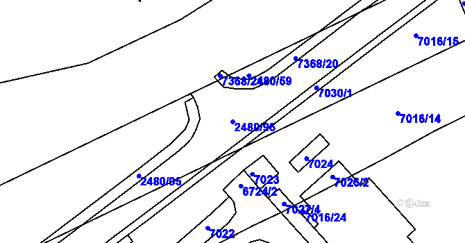 Parcela st. 2480/96 v KÚ Bystrc, Katastrální mapa
