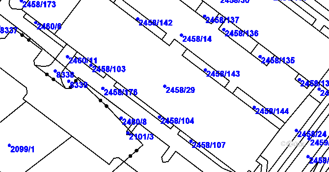 Parcela st. 2458/29 v KÚ Bystrc, Katastrální mapa