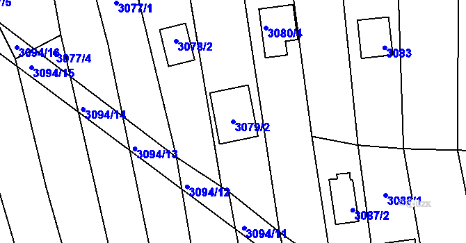 Parcela st. 3079/2 v KÚ Bystrc, Katastrální mapa