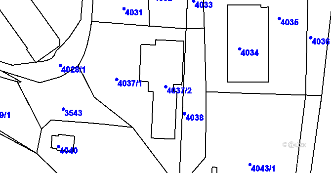 Parcela st. 4037/2 v KÚ Bystrc, Katastrální mapa
