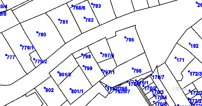 Parcela st. 797/6 v KÚ Bystrc, Katastrální mapa