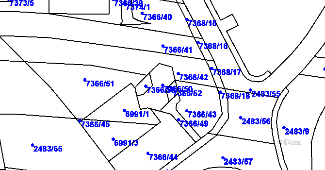 Parcela st. 7366/50 v KÚ Bystrc, Katastrální mapa