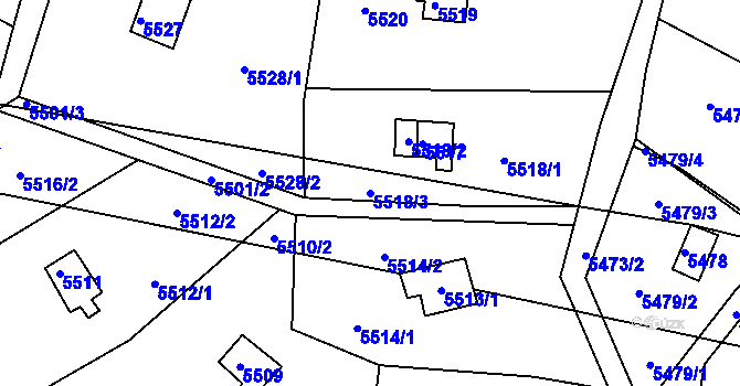 Parcela st. 5518/3 v KÚ Bystrc, Katastrální mapa