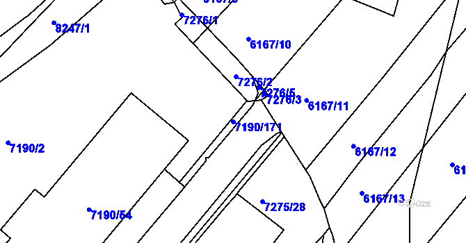 Parcela st. 7190/171 v KÚ Bystrc, Katastrální mapa