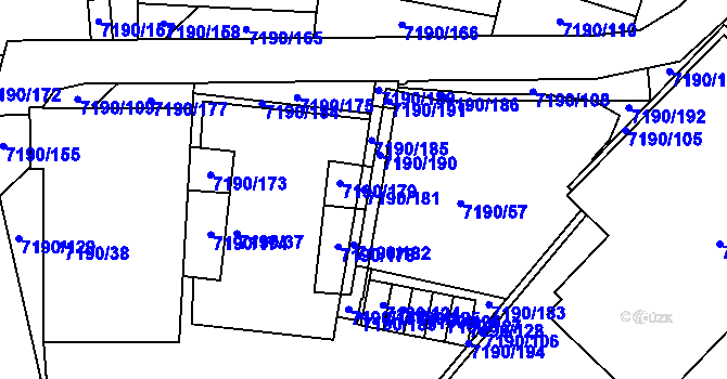 Parcela st. 7190/181 v KÚ Bystrc, Katastrální mapa