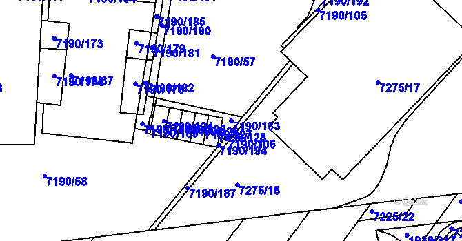 Parcela st. 7190/183 v KÚ Bystrc, Katastrální mapa