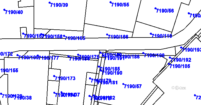Parcela st. 7190/180 v KÚ Bystrc, Katastrální mapa