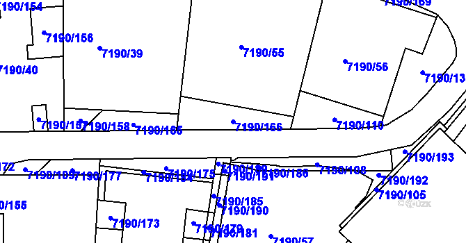 Parcela st. 7190/166 v KÚ Bystrc, Katastrální mapa