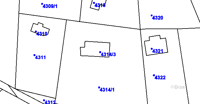 Parcela st. 4314/3 v KÚ Bystrc, Katastrální mapa