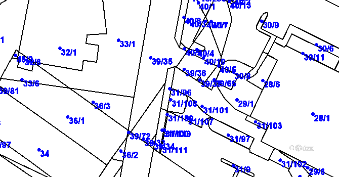 Parcela st. 31/96 v KÚ Bystrc, Katastrální mapa