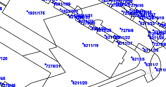 Parcela st. 6211/19 v KÚ Bystrc, Katastrální mapa