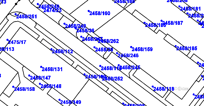 Parcela st. 2458/39 v KÚ Bystrc, Katastrální mapa