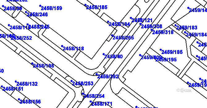 Parcela st. 2458/40 v KÚ Bystrc, Katastrální mapa
