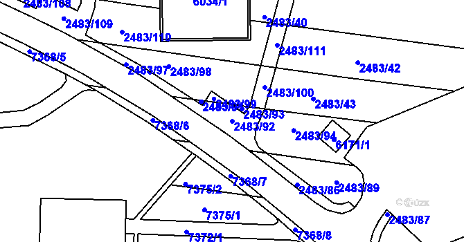 Parcela st. 2483/92 v KÚ Bystrc, Katastrální mapa