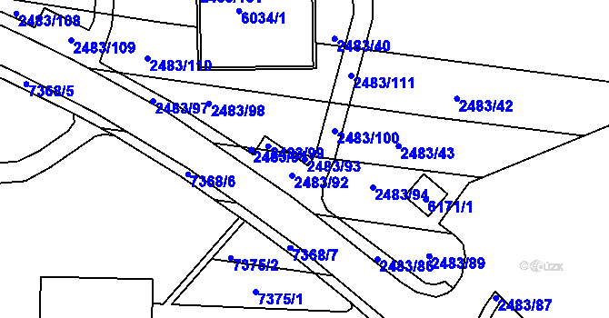Parcela st. 2483/93 v KÚ Bystrc, Katastrální mapa