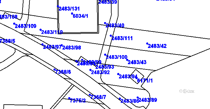 Parcela st. 2483/100 v KÚ Bystrc, Katastrální mapa