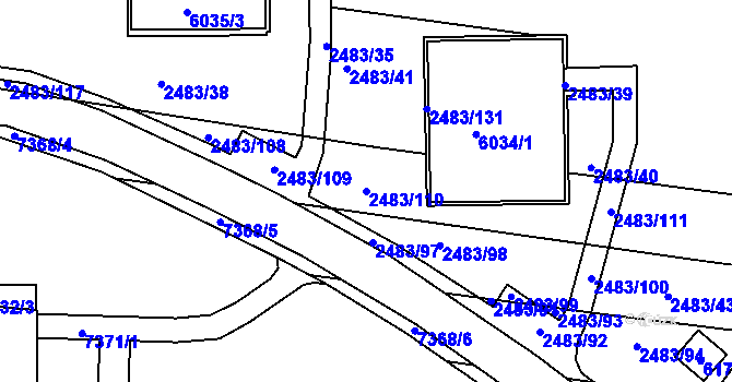 Parcela st. 2483/110 v KÚ Bystrc, Katastrální mapa