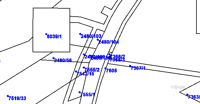Parcela st. 2480/107 v KÚ Bystrc, Katastrální mapa