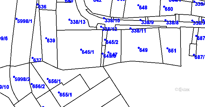 Parcela st. 645/3 v KÚ Bystrc, Katastrální mapa